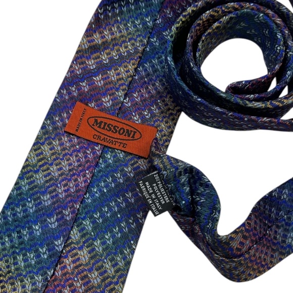 MISSONI Multicolor Geometric Silk LUXURY Tie ITALY - Picture 3 of 4